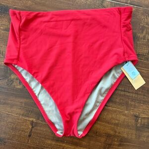 Kona Sol - High-Waisted Red Bikini Bottom - Size L